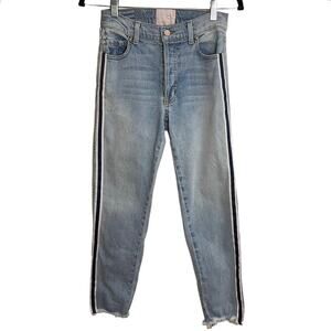 Revice True Blue Side Stripe Button Fly Skinny Jeans